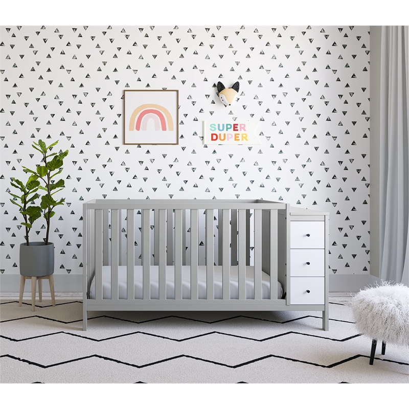 Stork Craft USA Malibu Wood 3-in-1 Customizable Convertible Storage Crib in Gray
