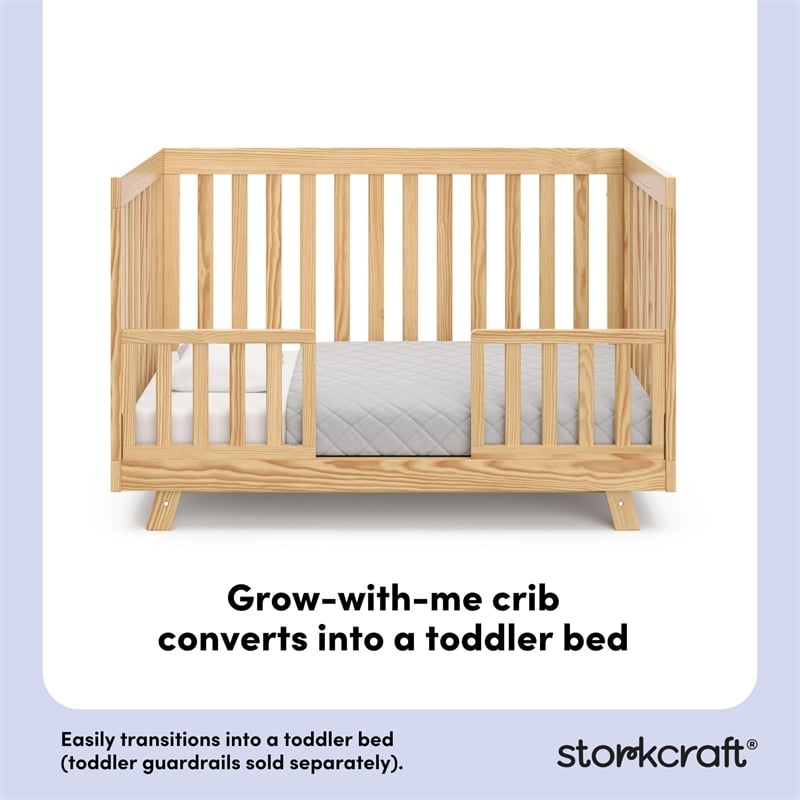 Stork Craft USA Beckett Wood 3-in-1 Convertible Crib in Natural