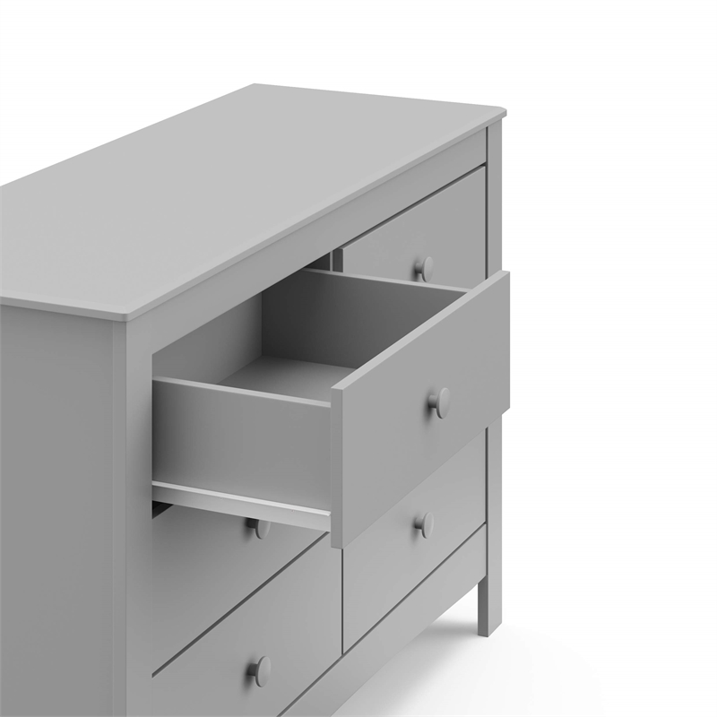 Stork Craft USA Graco Noah 6-Drawer Engineered Wood Double Dresser in Gray