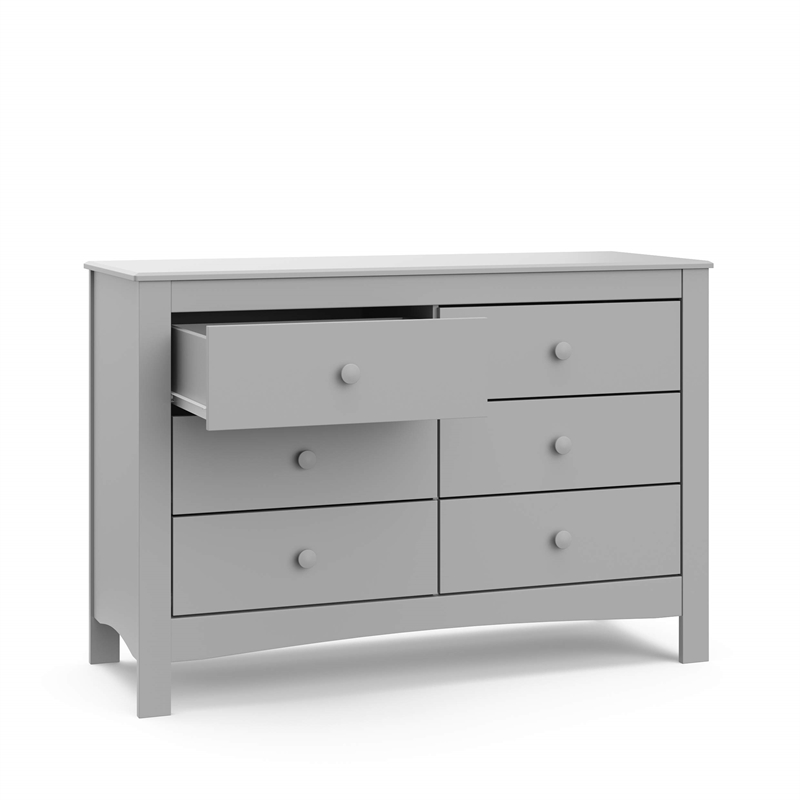 Stork Craft USA Graco Noah 6-Drawer Engineered Wood Double Dresser in Gray