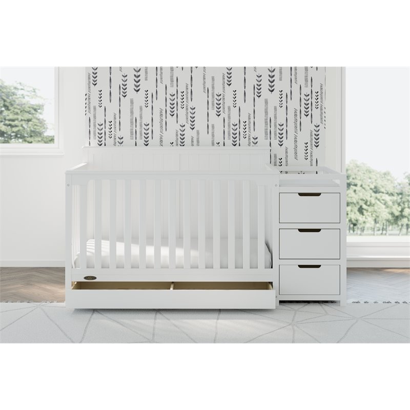 Stork Craft USA Graco Hadley Wood 4-in-1 Convertible Crib & Changer in White