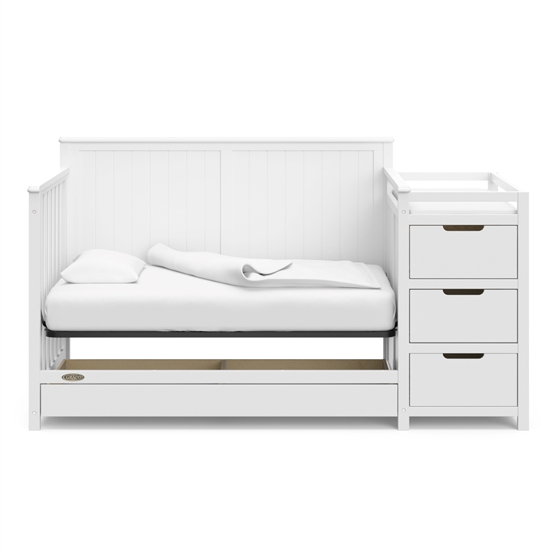 Stork Craft USA Graco Hadley Wood 4-in-1 Convertible Crib & Changer in White