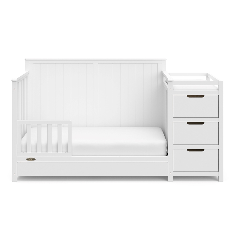 Stork Craft USA Graco Hadley Wood 4-in-1 Convertible Crib & Changer in White