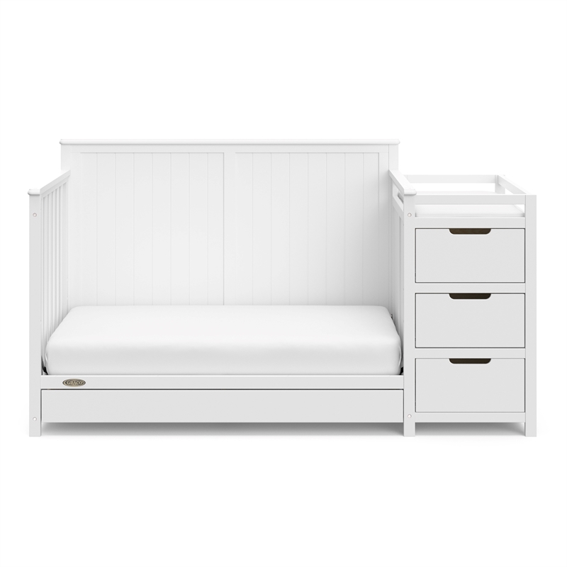 Stork Craft USA Graco Hadley Wood 4-in-1 Convertible Crib & Changer in White