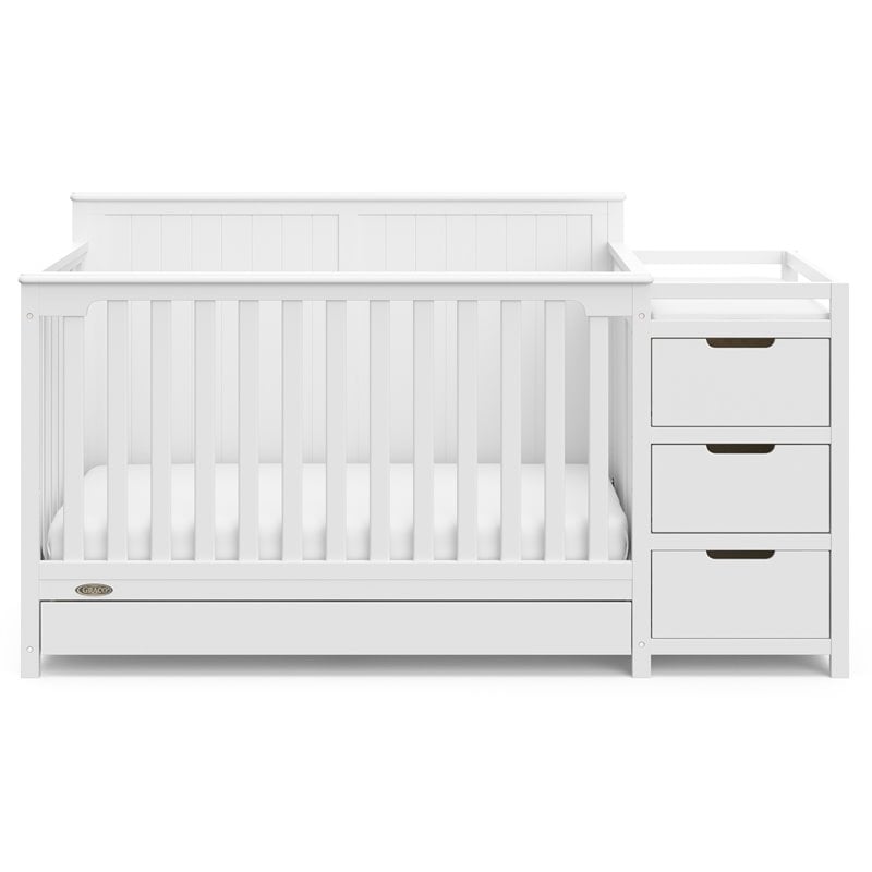 Stork Craft USA Graco Hadley Wood 4-in-1 Convertible Crib & Changer in White