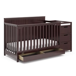 Stork Craft USA Graco Hadley Wood 4-in-1 Convertible Crib & Changer in Espresso