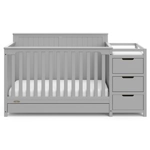 Stork Craft USA Graco Hadley Wood 4-in-1 Convertible Crib & Changer in Gray