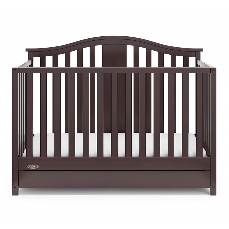 Stork Craft USA Graco Solano Wood 4-in-1 Convertible Crib and Changer in Gray