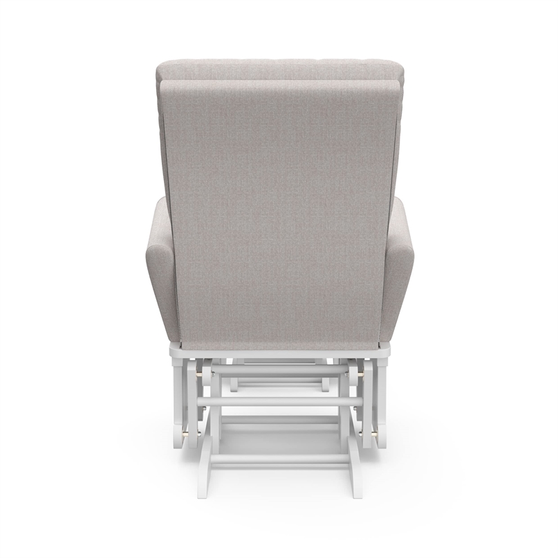 Stork Craft USA Harmony Premium Wood and Fabric Glider and Ottoman in White/Gray