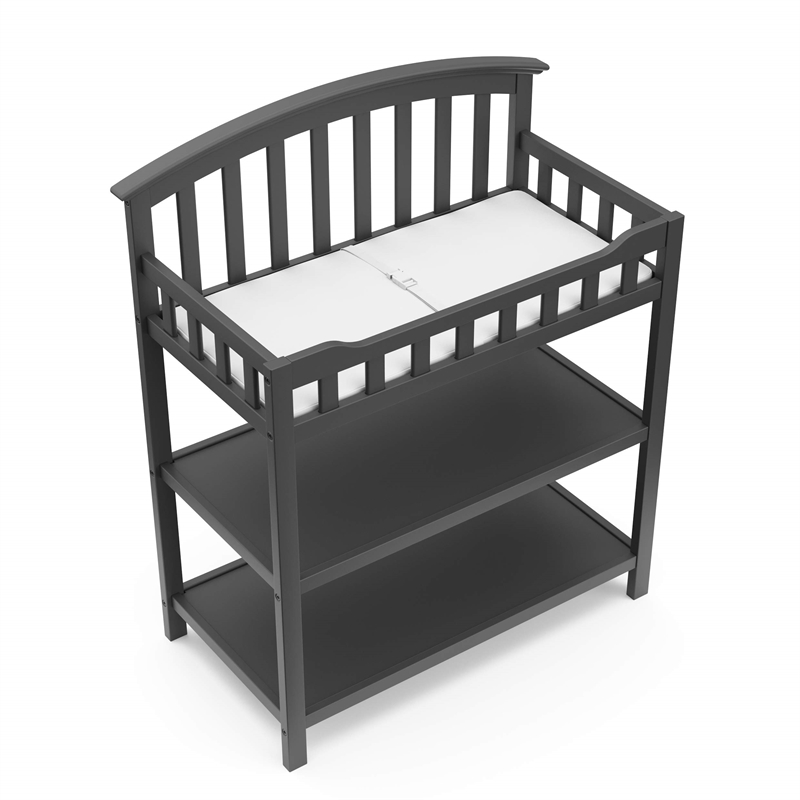 Stork Craft USA Graco 2-shelf Wood Baby Changing Table in Gray