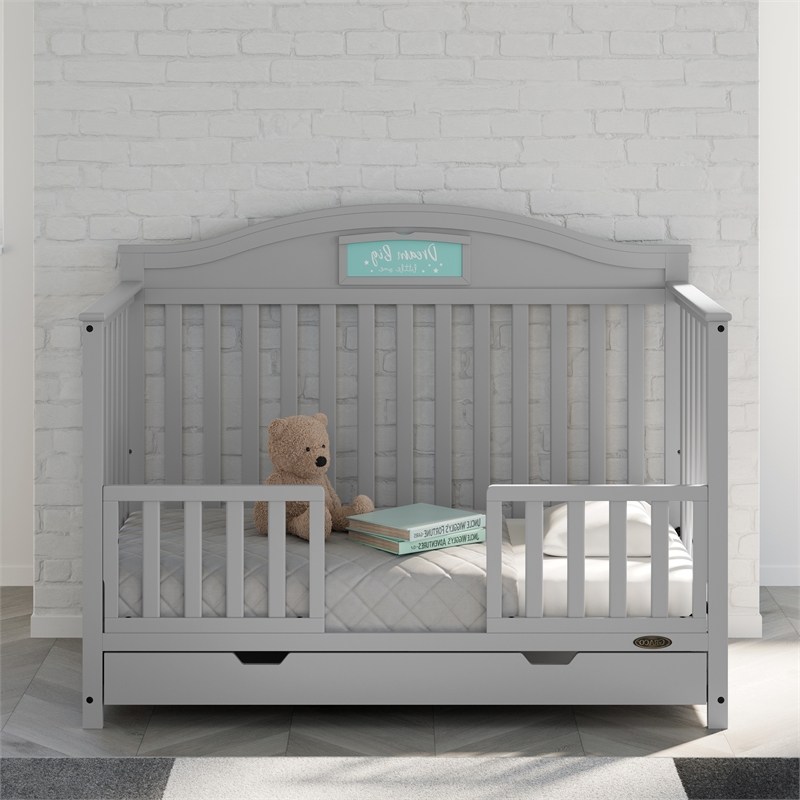 Stork Craft USA Graco Universal Wood Toddler Safety Guardrail in Pebble Gray