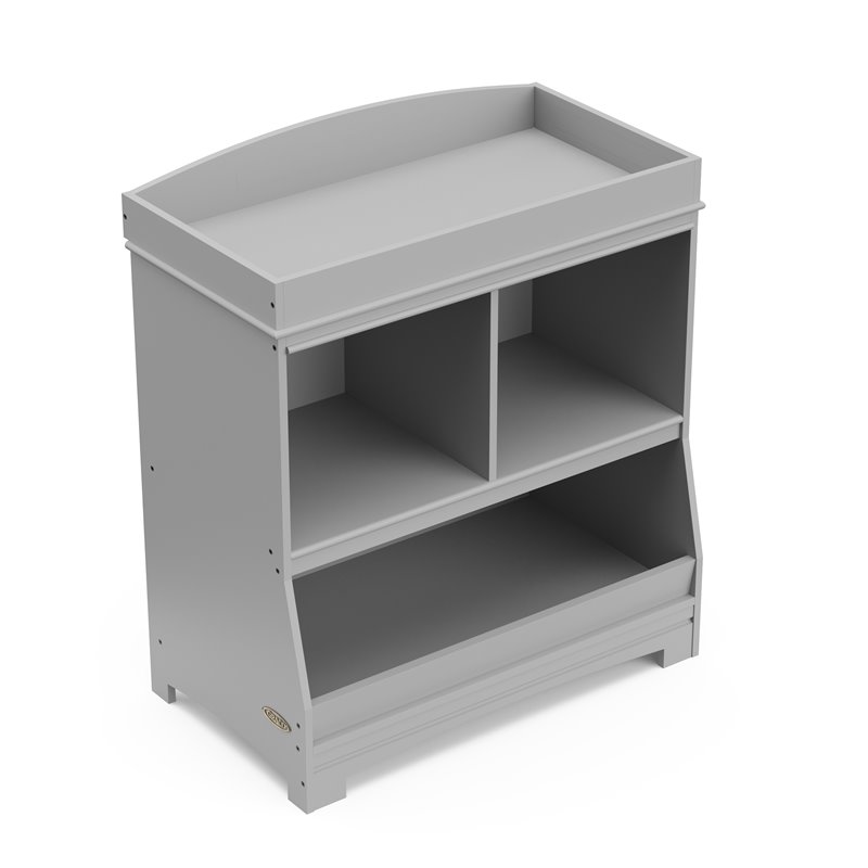 Stork Craft USA Graco Benton Wood Changing Table w/ Storage and Topper in Gray