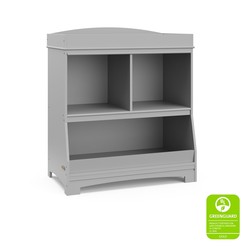Stork Craft USA Graco Benton Wood Changing Table w/ Storage and Topper in Gray