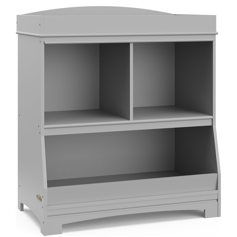 Stork Craft USA Graco Benton Wood Changing Table w/ Storage and Topper in Gray