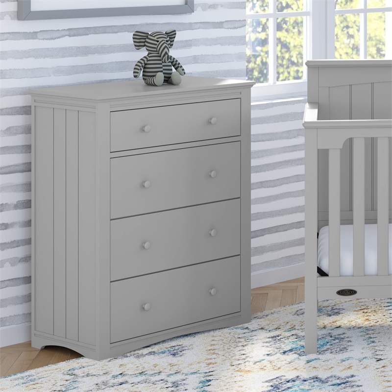 Stork Craft USA Graco Hadley 4-Drawer Wood Chest in Pebble Gray Finish