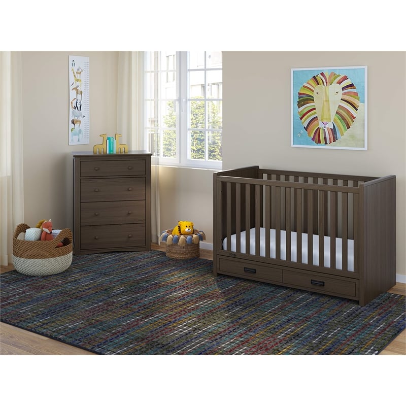 Stork Craft USA Graco Hadley 4-Drawer Wood Chest in Brown Finish