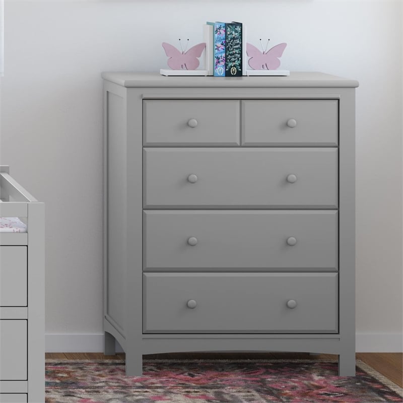Stork Craft USA Graco Benton 4-Drawer Wood Chest in Pebble Gray Finish
