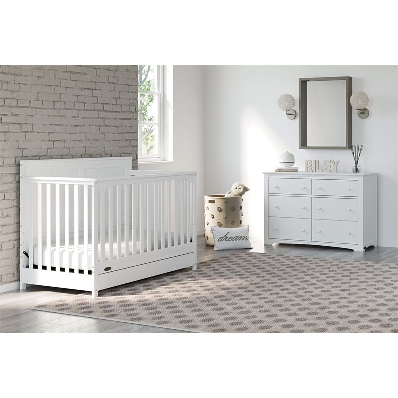 Stork Craft USA Graco Hadley 6-Drawer Wood Double Dresser in White
