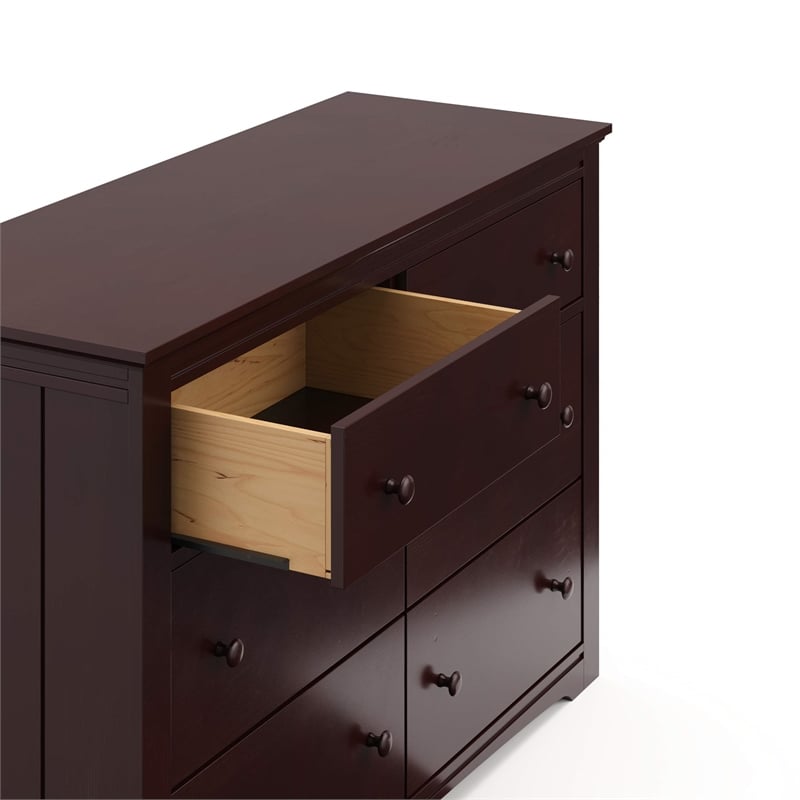 Stork Craft USA Graco Hadley 6-Drawer Wood Double Dresser in Espresso