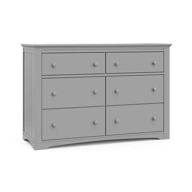 Stork Craft USA Graco Hadley 6-Drawer Wood Double Dresser in Pebble Gray