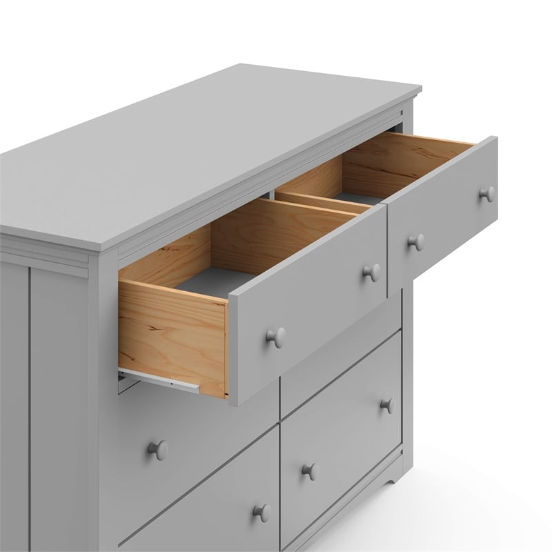 Stork Craft USA Graco Hadley 6-Drawer Wood Double Dresser in Pebble Gray