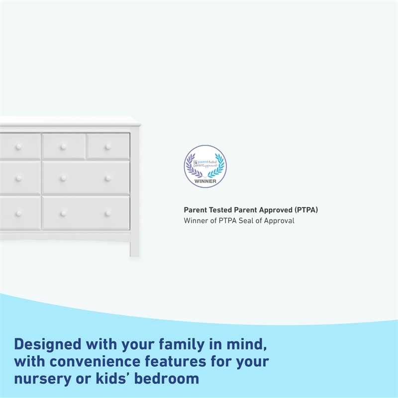 Stork Craft USA Graco Benton 6-Drawer Wood Double Dresser in White