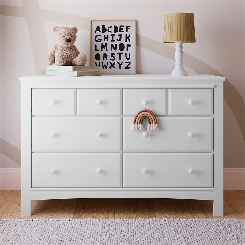 Stork Craft USA Graco Benton 6-Drawer Wood Double Dresser in White