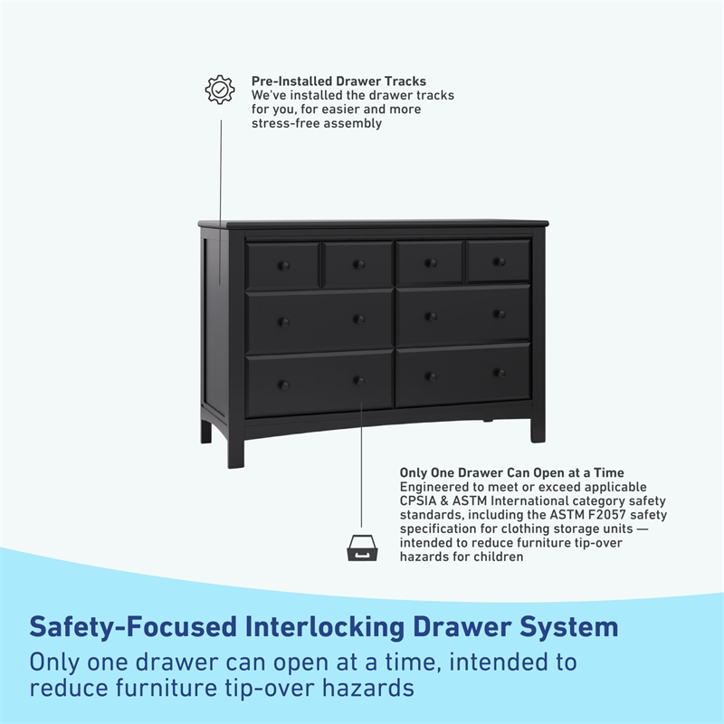 Stork Craft USA Graco Benton 6-Drawer Wood Double Dresser in Espresso