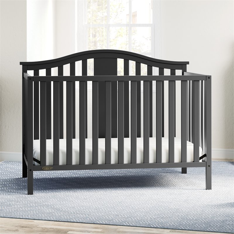 Stork Craft USA Graco Solano Wood 4-in-1 Convertible Crib in Gray