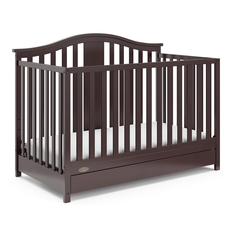 Stork Craft USA Graco Solano Wood 4-in-1 Convertible Crib with Drawer - Gray