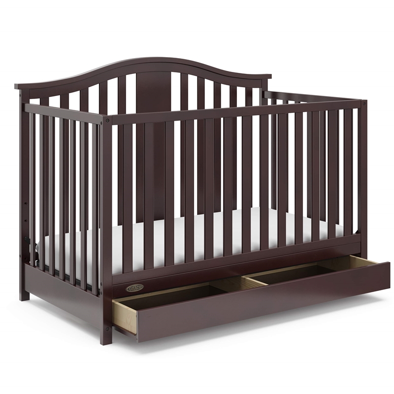 Stork Craft USA Graco Solano Wood 4-in-1 Convertible Crib with Drawer - Gray