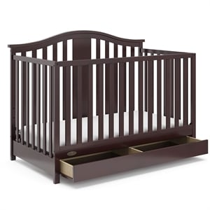 Stork Craft USA Graco Solano Wood 4-in-1 Convertible Crib with Drawer - Gray