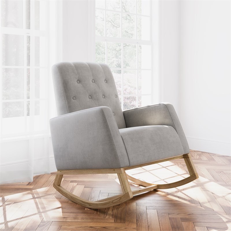 Stork Craft USA Northern Lights Fabric & Wood Nursery Rocker in Steel/Natural