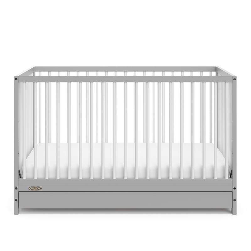 Stork Craft USA Teddi 5-in-1 Wood Convertible Crib w/ Drawer in Pebble Gray