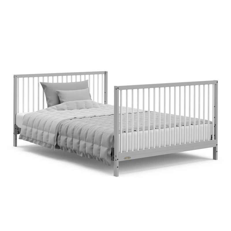 Stork Craft USA Teddi 5-in-1 Wood Convertible Crib w/ Drawer in Pebble Gray