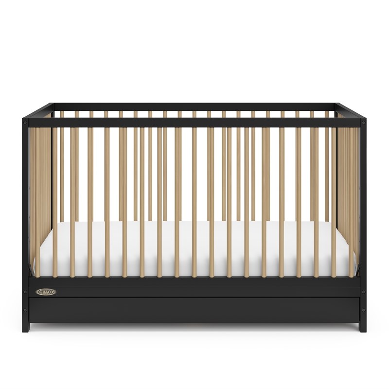 Stork Craft USA Teddi 5-in-1 Wood Convertible Crib w/ Drawer in Black/Driftwood