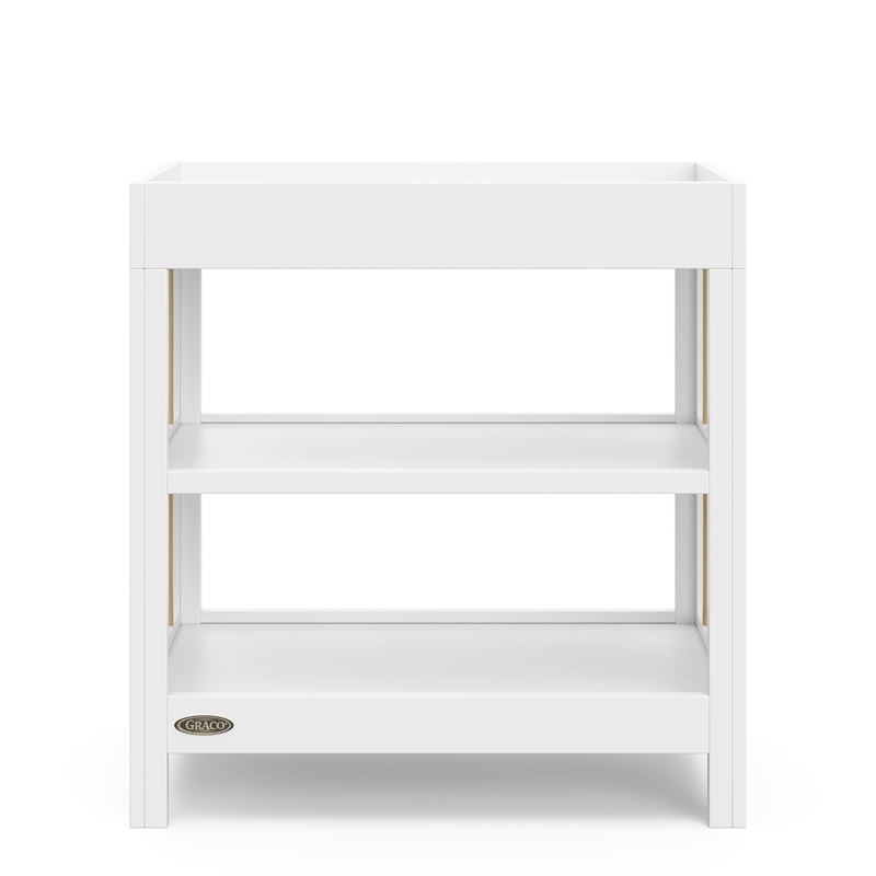 Stork Craft USA Teddi Wood Changing Table with Changing Pad in Driftwood/White