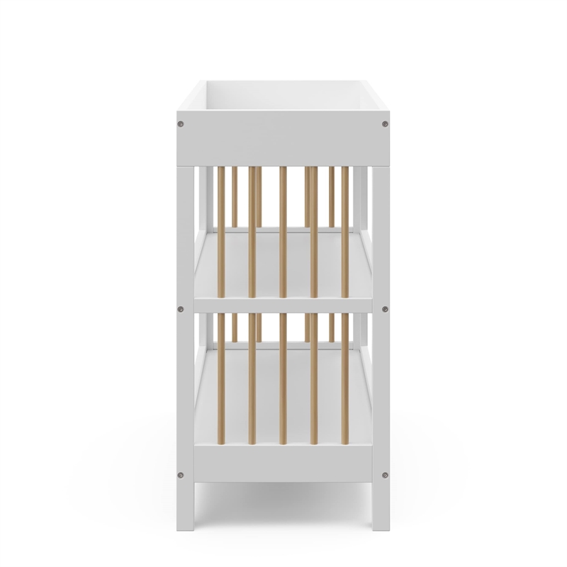 Stork Craft USA Teddi Wood Changing Table with Changing Pad in Driftwood/White