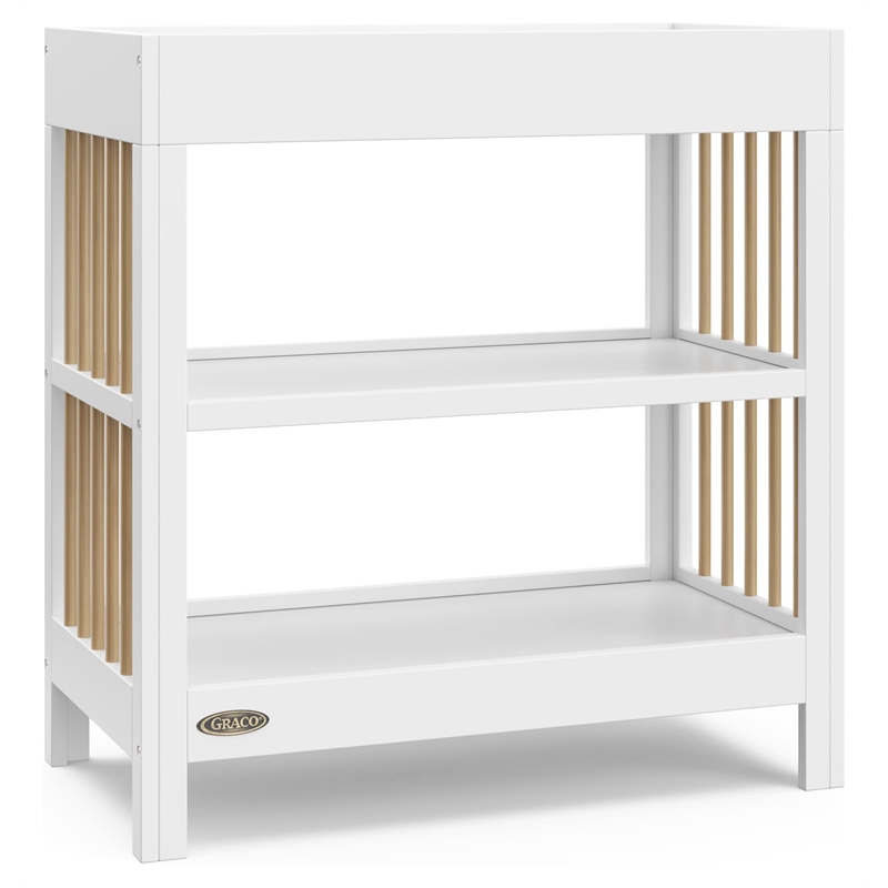 Stork Craft USA Teddi Wood Changing Table with Changing Pad in Driftwood/White