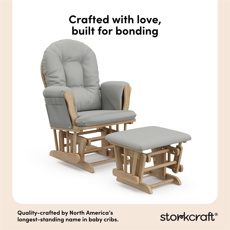 Storkcraft Hoop Glider and Ottoman - Natural with Light Gray