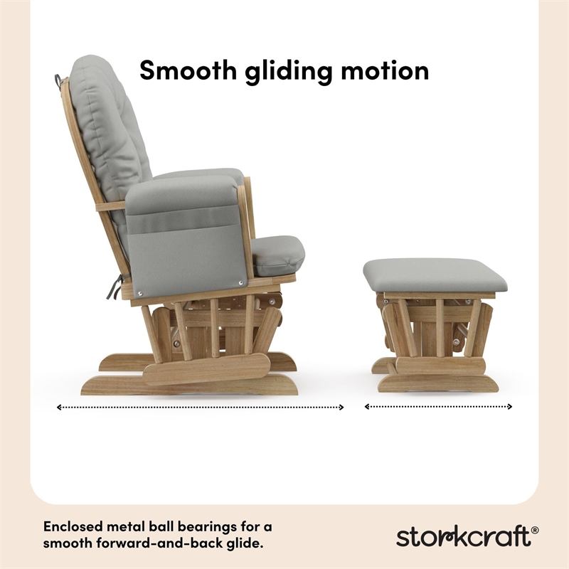 Storkcraft Hoop Glider and Ottoman - Natural with Light Gray
