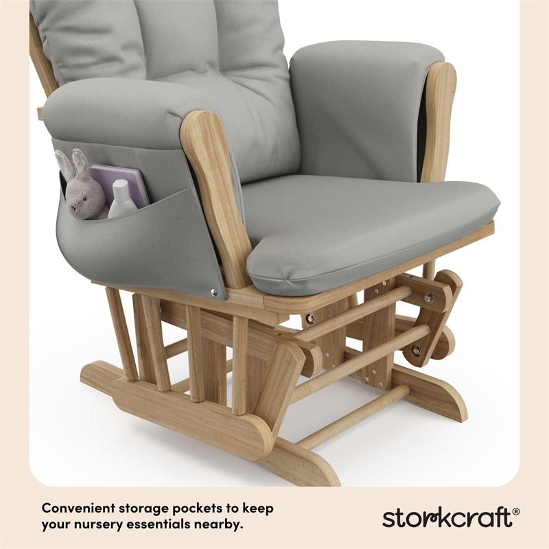 Storkcraft Hoop Glider and Ottoman - Natural with Light Gray