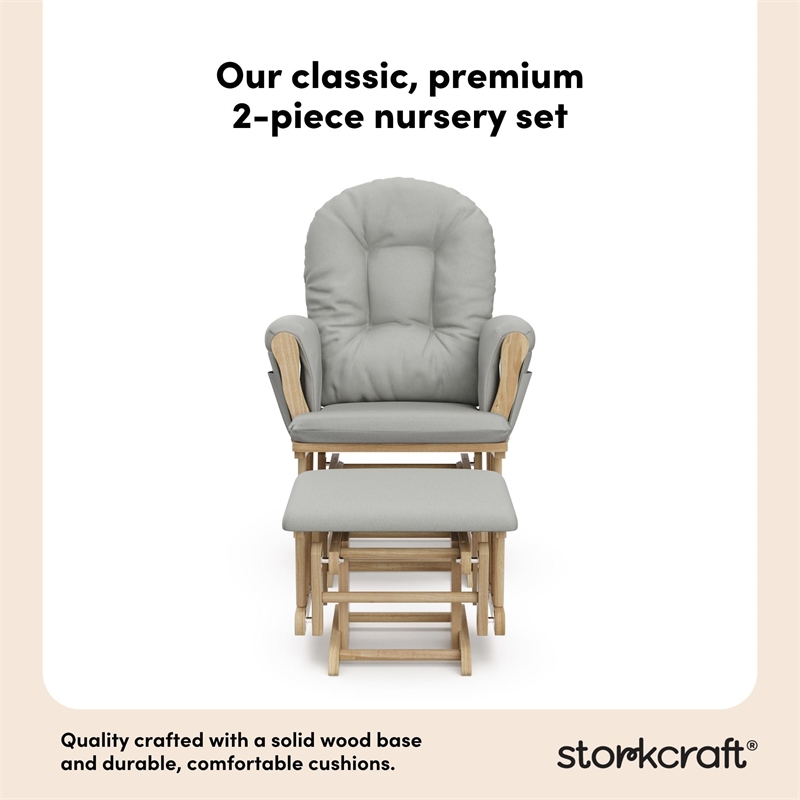 Storkcraft Hoop Glider and Ottoman - Natural with Light Gray