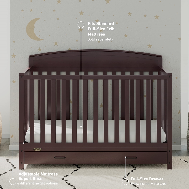 Graco Benton 5-in-1 Convertible Crib with Drawer - Espresso