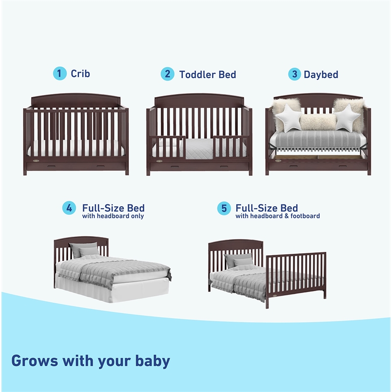 Graco Benton 5-in-1 Convertible Crib with Drawer - Espresso