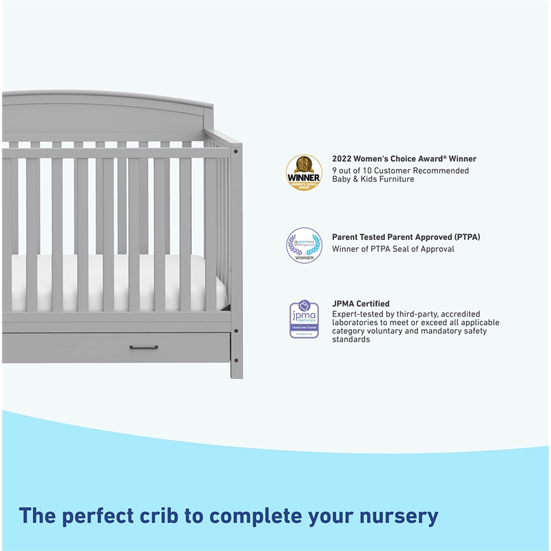 Graco Benton 5-in-1 Convertible Crib with Drawer - Pebble Gray