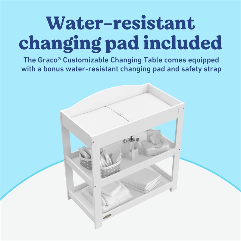 Graco Customizable Changing Table with Water-Resistant Changing Pad - White