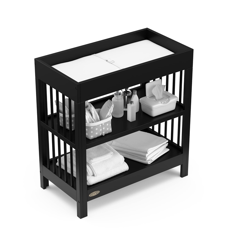 Graco Teddi Changing Table with Water-Resistant Changing Pad - Pebble Gray/White