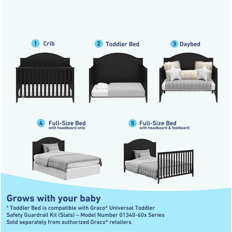Graco Wilfred 5-in-1 Convertible Crib - Black