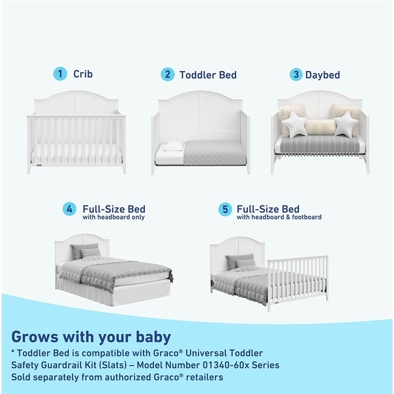 Graco Wilfred 5-in-1 Convertible Crib - White